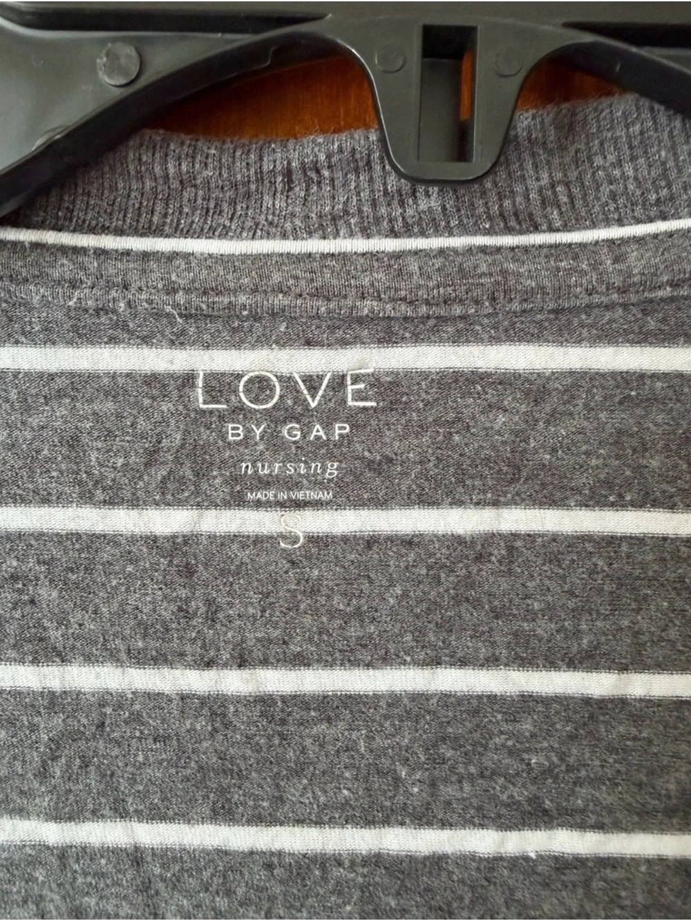 Gray Striped Wrap-Style Women's Nursing Top